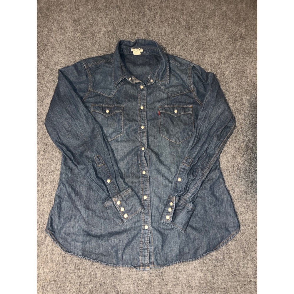 Levis Daryls House Pawling New York Denim Western Shirt XL Blue Long Sleeve